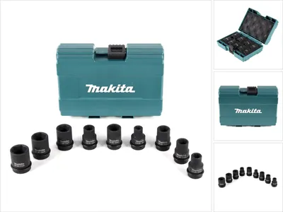 Zdjęcie produktu dla Makita zestaw kluczy nasadowych 1/2" 9 szt. nasadek w praktycznym pudełku transportowym ( B-66232 )