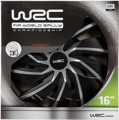 Image de Enjoliveurs WRC, 16 pouces, Bicolore Gris et Noir, Look Racing, Fixation Clips, Lot de 4