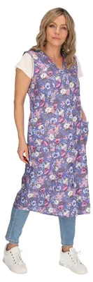 Produktbild von Knopfkittel Baumwolle bunt Kochschürze Hauskleid Kittel Schürze ohne Arm, Farbe:hellblau, Größe:48