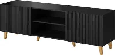 Produktbild von Furniture24 Fernsehschrank Pafos 150 cm Lowborad Unterschrank 2 türiger Wohnzimmerschrank Schwarz