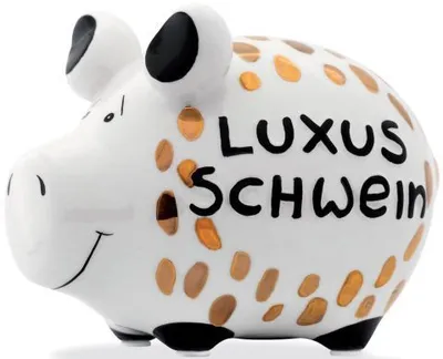 Produktbild von KCG Sparschwein "Luxusschwein"  Keramik Weiß/Schwarz/Gold 12,5x9x9cm