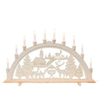 Zdjęcie produktu dla Drewniany łuk świecowy 230V z 6 zapasowymi żarówkami - Waldkirche