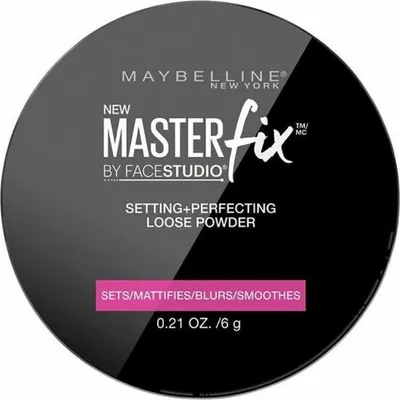 A top-down view of a round makeup compact.