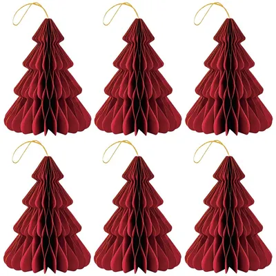 Immagine prodotto di set di 6 eleganti decorazioni per albero di Natale Origami design rosso