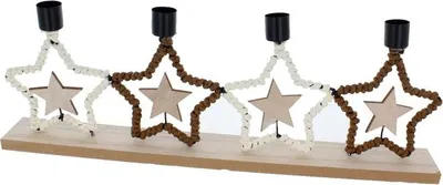 Produktbild von Adventskranz - Sterne - braun/weiß - ca. 43,5 x 5 x 15 cm