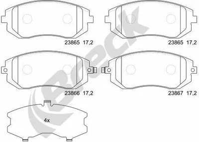 Produktbild von BRECK Bremsbeläge Satz Vorne Bremsklötze für SUBARU FORESTER (SH) 23865 00 701 00
