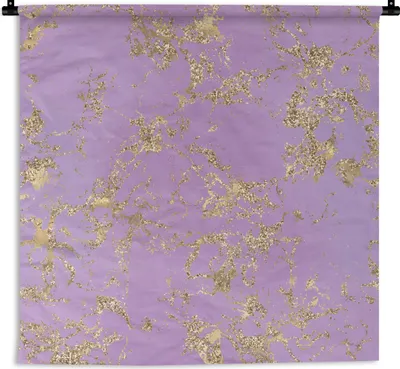 Produktbild von MuchoWow® Wandteppich Wandbehang Marmor - Lila - Gold 150x150 cm Tapisserie Dekoration Wandtuch - Wohnaccessoires - Modernes