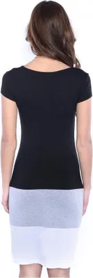 Produktbild von Damen Kleid Mittellang Dreifarbig; Schwarz L/XL