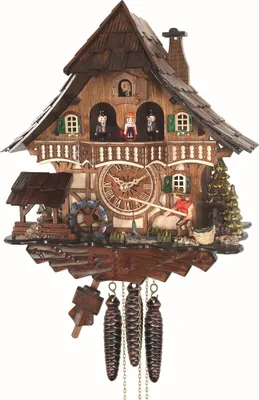 Produktbild von Engstler - 4969_QMT - Kuckucksuhr - Quarz - Nussbaum - mit Musik mit Tanzpaar - 34 cm