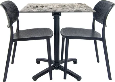 Produktbild von Klappbarer Tisch mit Kieselsteindekor + 2 Stühle für die Terrasse