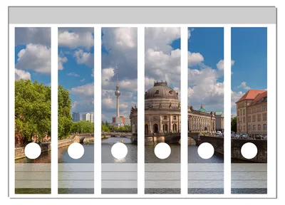 Produktbild von Wallario Ordnerrücken Sticker, selbstklebend für breite Ordner, 6 Stück, Motiv Blick auf Berlin