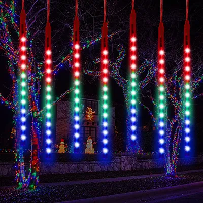 Produktbild von Meteorschauer lichterkette, 192 LEDs Meteorschauer Lichter Bunt, Dekobeleuchtung Fenster Baum Garten Weihnachten