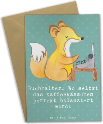 Produktbild von Mr. & Mrs. Panda Klappkarte Buchhalter Balance - Meeresbrise - Geschenk, Detail, Glückwunschkarte, einladungskarten, Finanzen, hochzeitskarten, Geschenke für Berufstätige