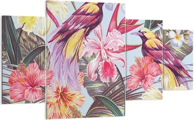 Produktbild von Bild auf Leinwand - Leinwandbild - Blume Vogel Sommer - 160x90cm - Wand Bild - Wanddeko - Leinwanddruck - Bilder - Kunstdruck - Wanddekoration - Leinwand bilder - Wandkunst - DL160x90-3485