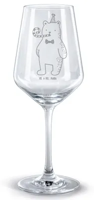 Produktbild von Mr. & Mrs. Panda Weinglas Bär Geburtstag - Transparent - Geschenk, Rotweinglas mit Gravur, graviert, Bordeauxglas, Happy Birthday, Alles Gute, glas für rotwein, Teddy