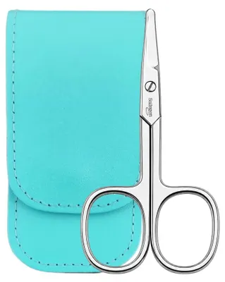 Produktbild von Baby Nagelschere Solingen mit abgerundeten Spitzen & Echtleder-Etui – Kindernagelschere für Babys und Kleinkinder – präzise Nagelpflege Türkis
