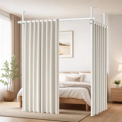 Raumteiler Paraventgestell, freistehend, 280x317 cm, weiß