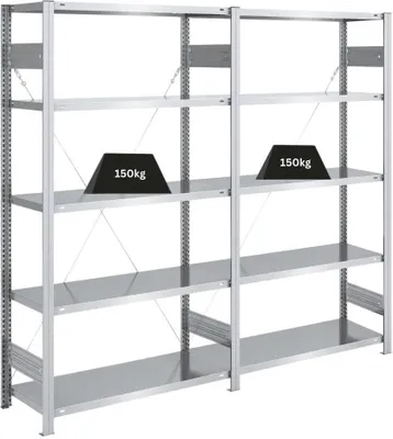 Produktbild von Schwerlastregal SILVER MAMBA  Germany | HxBxT 200x200x40cm | 5 Ebenen je 150kg Fachlast | Verzinkt