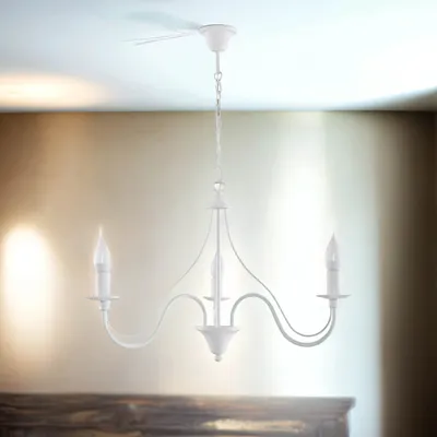 Immagine prodotto di Lampadario nostalgico (3 luci, rustico, in bianco) lampada da casa di campagna lampada da interni lampada decorativa lampada a sospensione lampadario