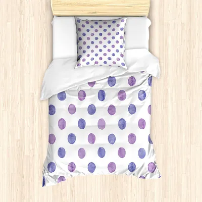 Obrázek produktu pro ABAKUHAUS Fialová sada povlečení, akvarelové barvy, nostalgický retro styl, vzor dětských školek, klasický motiv, 135 x 200 cm + 80 x 80 cm, fialová modrá