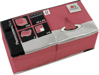 Produktbild von Cocktail-Servietten 3-lagig 1/4 Falz 24x24cm VE=250 Stück bordeaux