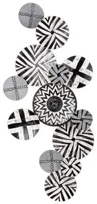 Immagine prodotto di Pannello decorativo da parete "Zagora", a righe, dal design grafico, in metallo, nero e bianco, confezione singola, lunghezza 8 cm, larghezza 132 cm, altezza 60 cm. Codice prodotto: 69125 4063387691250
