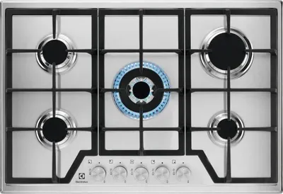 Image de Plaque de cuisson gaz Electrolux KGS7536SX, 5 foyers, 74,4 x 51 cm, Brûleur 4000W, Inox