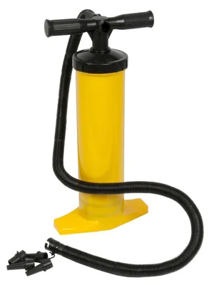 Zdjęcie produktu dla Podwójna pompka Camp Active, pompowanie i zasysanie, pojemność 2 x 2 litry, 3 adaptery, żółty/czarny