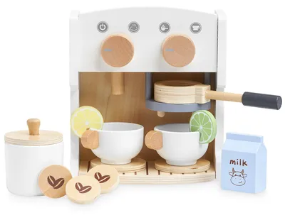 Zdjęcie produktu dla Zestaw kuchenny Montessori: drewniana ekspres do kawy i zestaw do herbaty – edukacyjne zabawki kuchenne – zestaw z akcesoriami – kuchnia do zabawy – dla dzieci w wieku 3-6 lat