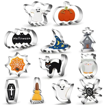 12-teiliges Halloween-Keksausstecher-Set aus Edelstahl