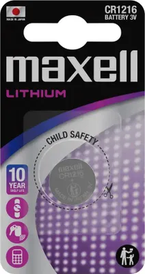Zdjęcie produktu dla Maxell 11238800, Jednorazowa bateria, CR1216, Lithium-Manganese Dioxide (LiMnO2), 3 V, 1 szt., 25 mAh