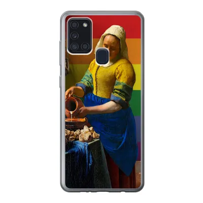Produktbild von MuchoWow® Handyhülle Schutzhülle Hülle für Samsung Galaxy A21s Milchmädchen - Stolz - Vermeer Silikon Softcase Handy Hülle - Hartschale
