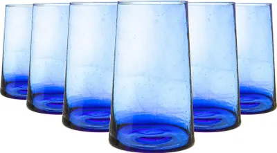 Produktbild von Nicola Spring 6 Stück Merzouga Recycled Longdrinkgläser Set - Trinkglas - 320ml - Blau