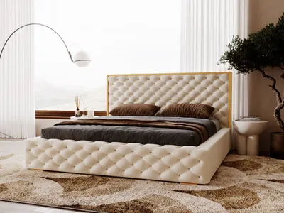 Obrázok produktu pre GRAINGOLD Čalúnená posteľ Wave 200x200 - Čalúnená posteľ s podnožou - Manželská posteľ s lamelovým roštom - Béžová (Magic Velvet 2256)
