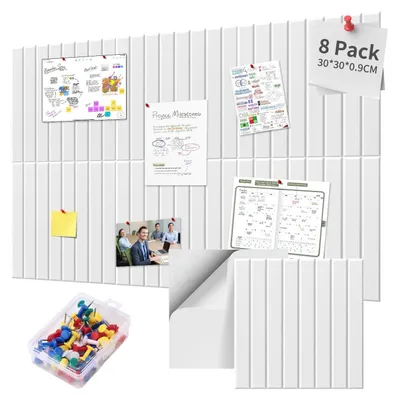 Produktbild von Selbstklebende Filz Pinnwand 60x120cm - Set von 8 Stück mit 35 Pins