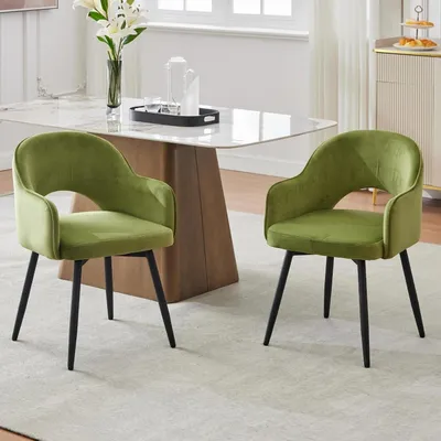 Immagine prodotto di Sedie girevoli - Sedie da pranzo - Sedie per la cucina - Sedie in velluto - Set da 2