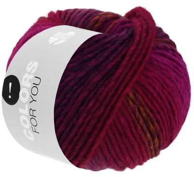 Produktbild von Lana Grossa COLORS FOR YOU 50 g voluminöses Dochtgarn mit Farbverlauf 90 m Farbe 163 - Rotviolett/Aubergine/Ocker/Dunkelbraun/Dunkelgrün