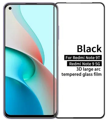 Image de Pour Xiaomi Redmi Note 9T : film de protection en verre trempé noir H9 pour écran LCD 3D