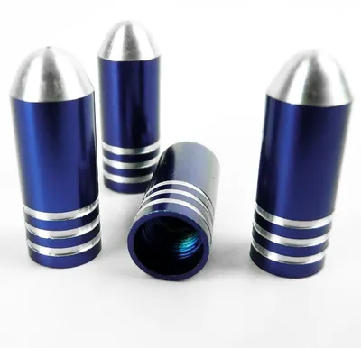 Produktbild von Ventilverschluss aus Aluminium blau im Bullet-Design 4 Stück H ca.26mm