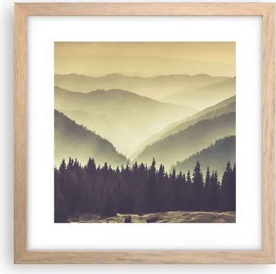 Produktbild von Gerahmtes Poster - Rahmen in heller Eiche - Berge Wald Natur - 30x30 cm - Wand Bild - Wanddeko - Wandbilder - Kunstposter - Wandposter - Bilderrahmen - Bilder - Kunstdruck - Wandbild - P2NAC30x30-3820