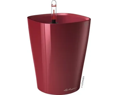 Immagine prodotto di Fioriera LECHUZA DELTINI Premium Scarlet Red high gloss | Fioriera da tavolo con sistema di irrigazione | superficie high gloss | 15 x 15 x 19 cm | 14919