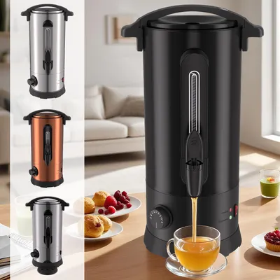 Produktbild von Ikodm Glühweinkocher 10 L, 1500 W, Schwarz, Edelstahl, Thermostat, Zapfhahn, Trockengehschutz und Überhitzungsschutz