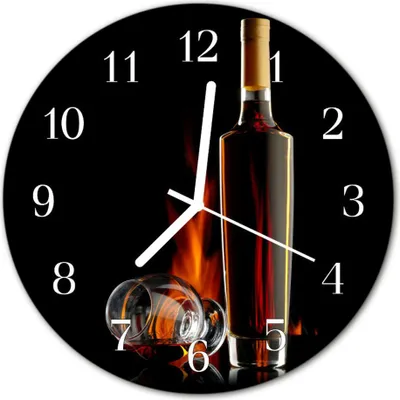 Produktbild von Glasuhr Wanduhr Küchenuhr Echt-Glas 30fi cm Alkohol schwarz