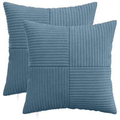 Image de vidaXL Housse de coussin 2 pièces, modèle ALMELO, bleu, 45 x 45 cm, en corde