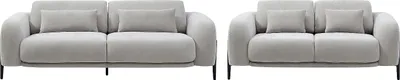 Produktbild von Sofa 3-Sitzer & 2-Sitzer mit verstellbarer Rückenlehne - Stoff Hellgrau - ARAVIO