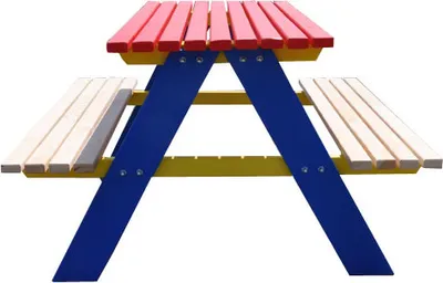 Produktbild von Kindersitzgarnitur Kinder sitzgruppe Tisch Bank Kindermöbel Garten HOLZ bunt