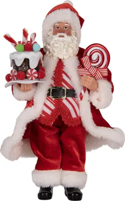 Image de Clayre & Eef Figurine de décoration de Noël Père Noël 16x8x28 cm Rouge Textile