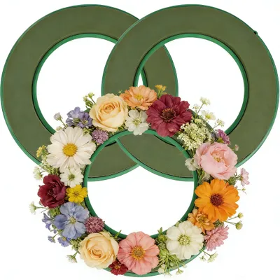 Imagen del producto de Espuma floral verde - Aro de espuma floral redonda de 30 cm - Espuma floral para flores - Espuma fenólica duradera - Ideal para manualidades - Perfecta para bodas y cumpleaños - Espuma para arreglos florales