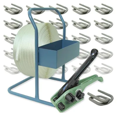 Produktbild von WETEC Umreifungsset 25 mm, mit Spanner und Abroller (Umreifung Polyesterband)