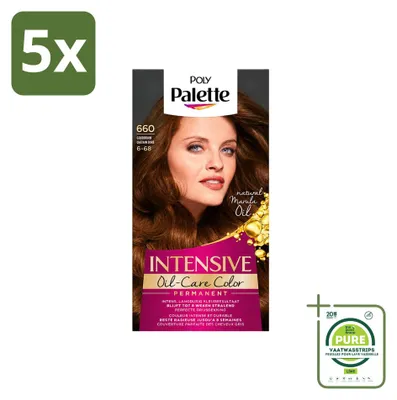 Immagine prodotto di 5 confezioni di tinta per capelli Poly Palette, colore biondo dorato 660, contenimento 115 ml ciascuna. Confezione grande